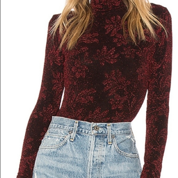 HOUSE OF HARLOW 1960 x REVOLVE Gwendolyn red burgundy bodysuit XL - Picture 2 of 10